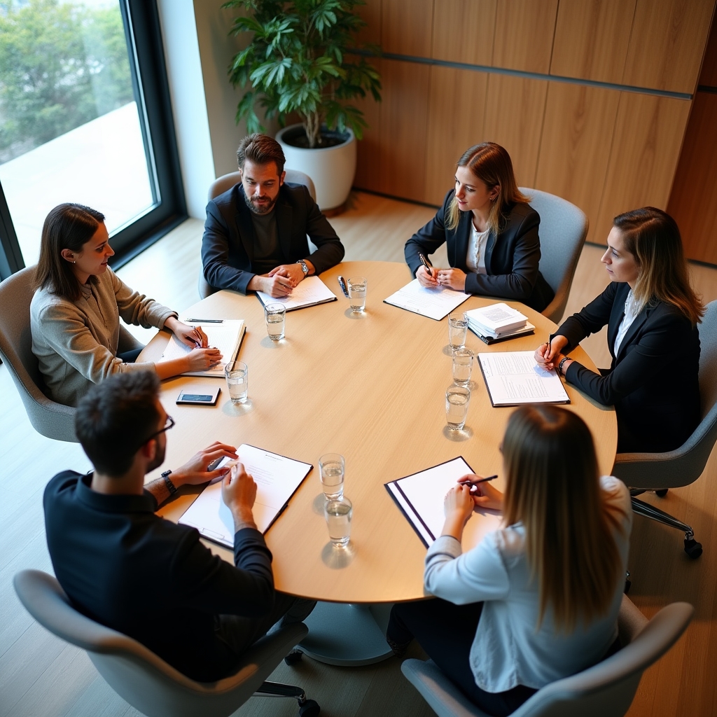 Skupina účastníků workshopu v diskuzi kolem kulatého stolu